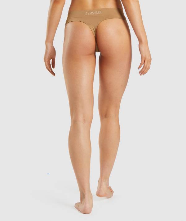 Damske Spodne Pradlo Gymshark Seamless Thong Zlate Svetlo Hnede | RP8934570